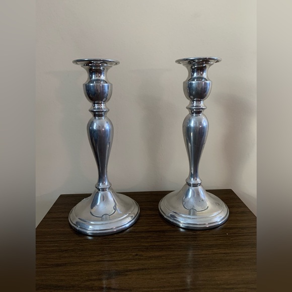 Set Vintage Pewter Candlesticks - Picture 2 of 4